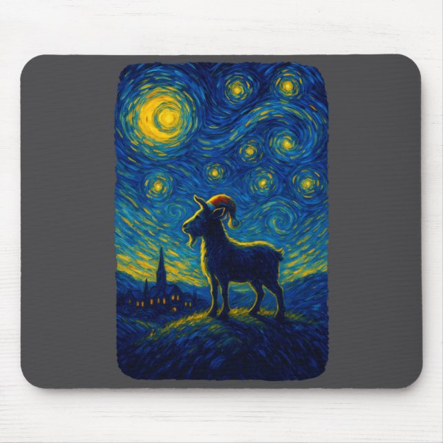Goat Lover Santa Hat Christmas Starry Cute Night V Mouse Pad (Front)