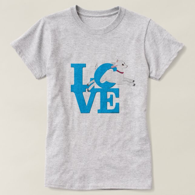 GOAT LOVER | SKY BLUE Goat L O V E - White Goat T-Shirt (Design Front)
