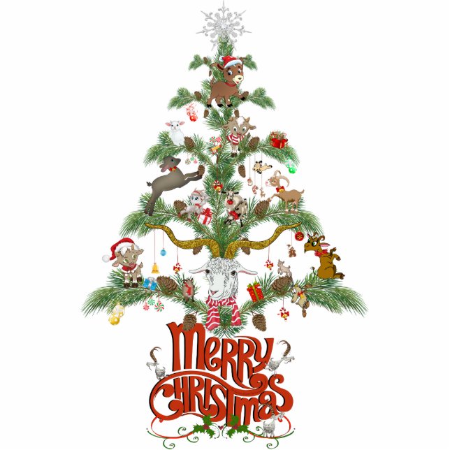 GOAT LOVERS Xmas Gift | Merry Christmas Goat tree Cutout (Front)