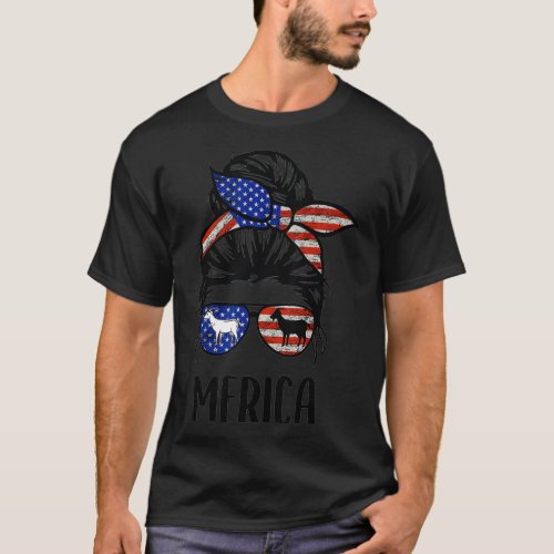 Goat Merica 4th Of July Matching  Mother  Daughter T_Shirt