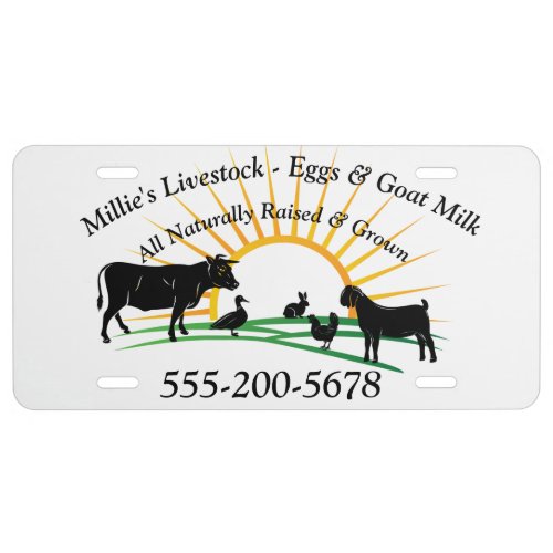 Goat Milk Eggs and  Livestock License Plate