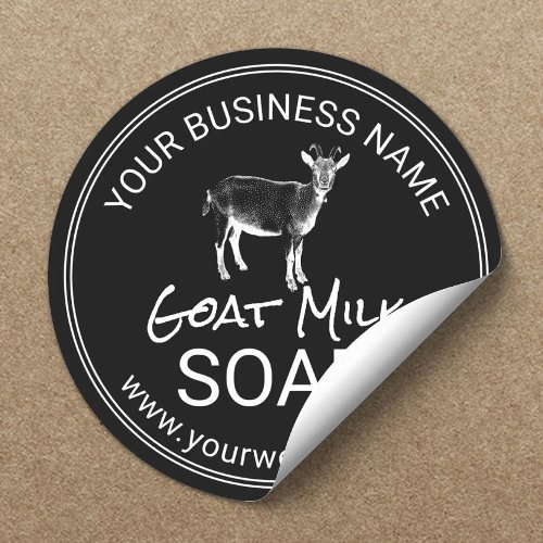 Goat Milk Soap Handmade Plain Black Classic Round Sticker