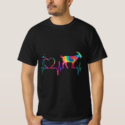 Goat Mom Dad Heartbeat Tie Dye Farm Animal Gift T_Shirt