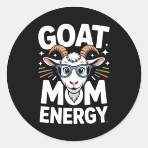 Goat Mom Energy Gles Spectacle Fun Comfort Colors  Classic Round Sticker