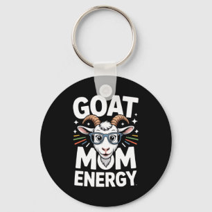 Goat Mom Energy Gles Spectacle Fun Comfort Colors Keychain
