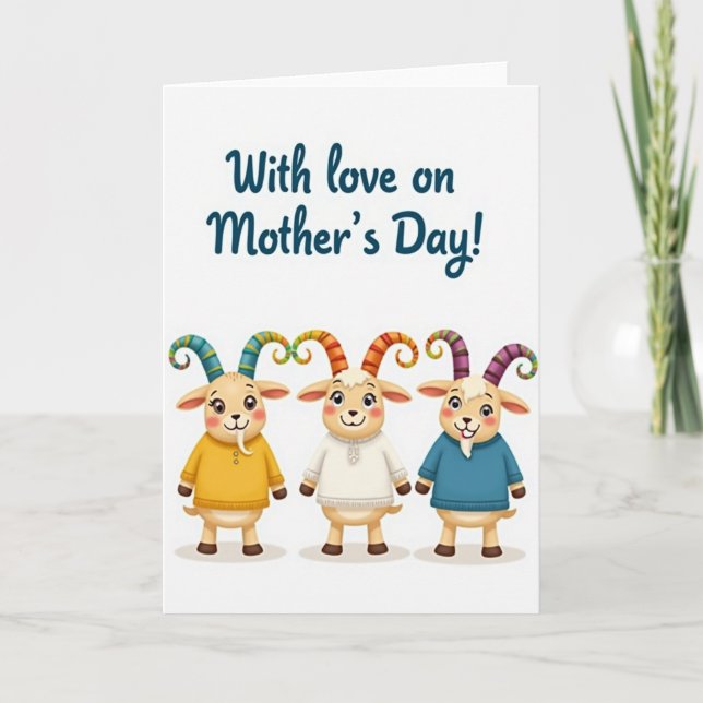Goat Mothers Day Love Illustration Card (Front)