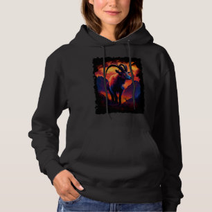 Goat mountains sunset retro 70s vintage mountain hoodie