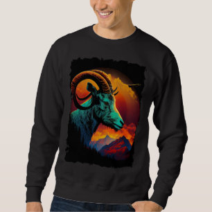 Goat mountains sunset retro 70s vintage mountain sweatshirt