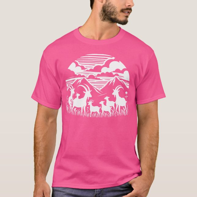 Goat Nature Scene Art And Men T-Shirt (Front)