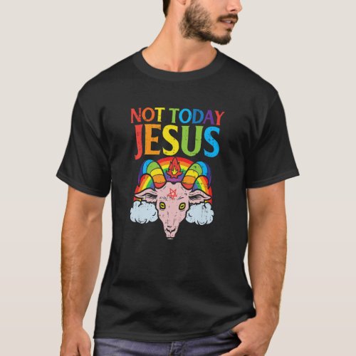 Goat Not Today Jesus Satan Retro Rainbow God Chris T_Shirt