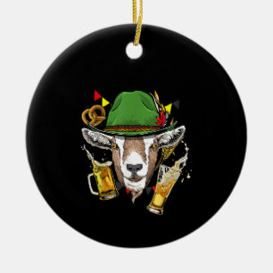 Goat Oktoberfest Lederhosen Costume Gift Ceramic Ornament