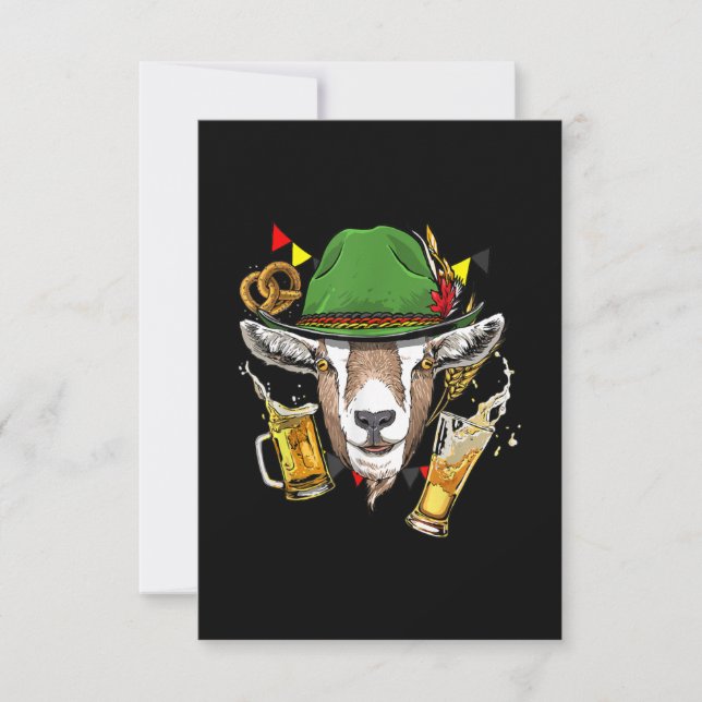 Goat Oktoberfest Lederhosen Costume Gift German RSVP Card (Front)