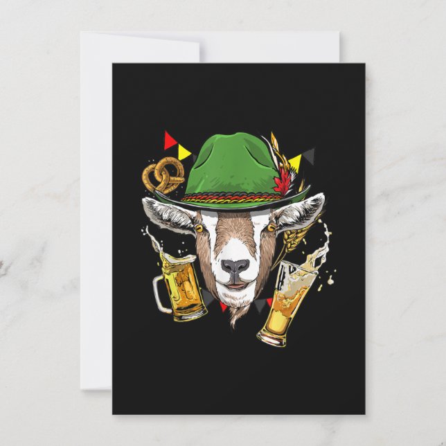 Goat Oktoberfest Lederhosen Costume Gift Invitation (Front)