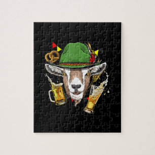 Goat Oktoberfest Lederhosen Costume Gift Jigsaw Puzzle