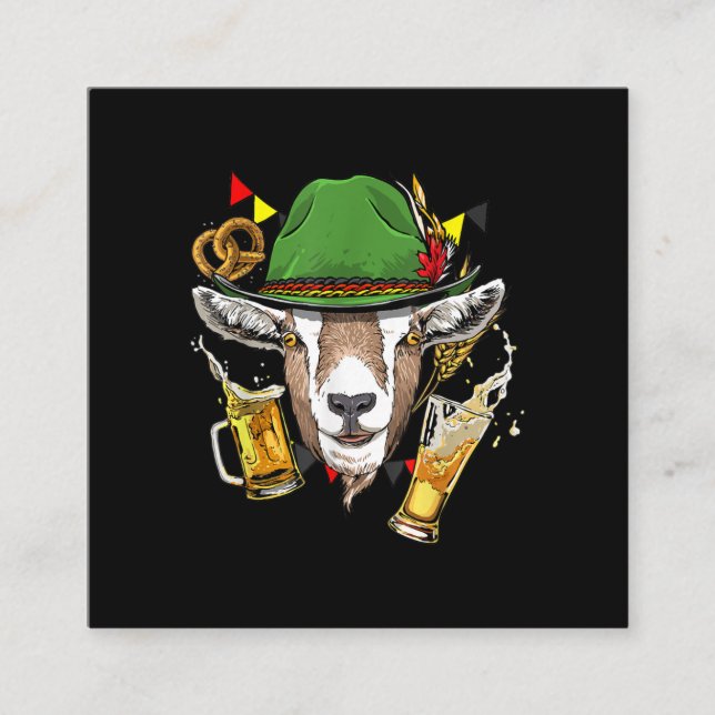 Goat Oktoberfest Lederhosen Costume Gift Square Business Card (Front)