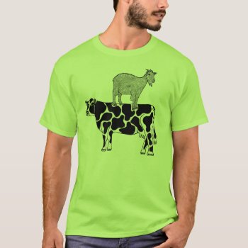 Goat On A Cow #2 T-shirt by elihelman at Zazzle