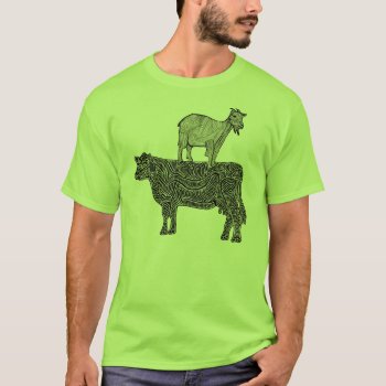 Goat On A Cow T-shirt by elihelman at Zazzle