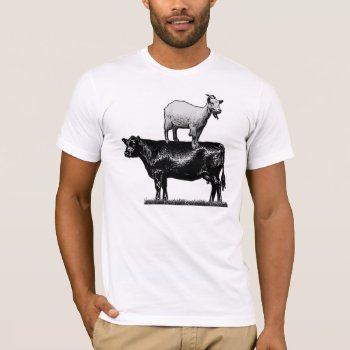Goat On Cow T-shirt by elihelman at Zazzle