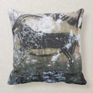 Goat or Chamois, rock painting in the Black Room, Throw Pillow