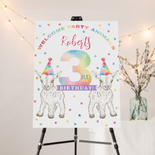 Goat Party Animal 3rd Birthday Welcome Sign