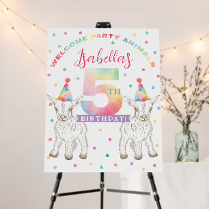 Goat Party Animal 5th Birthday Welcome Sign