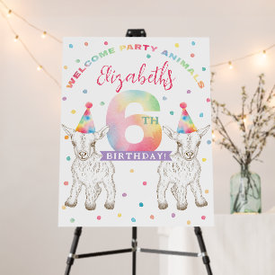 Goat Party Animal 6th Birthday Welcome Sign