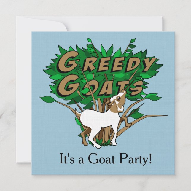 Goat Party Invite Traditional: Linen 5.25" x 5.25" (Front)