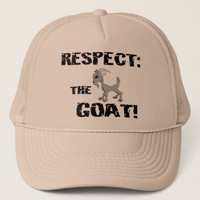 Goat Pet Farm Animal Respect Goat Husband Dad Trucker Hat (Front)