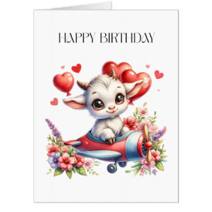 Goat Pilot Birthday Card