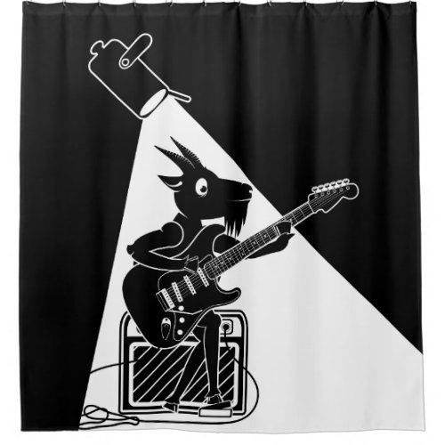 Goat playing an electric guitar shower curtain