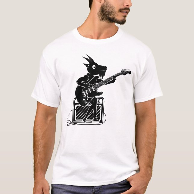 Goat playing an electric guitar T-Shirt (Front)