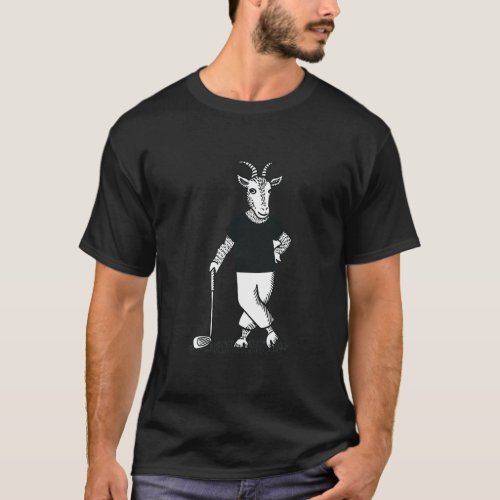Goat Playing Golf Funny Animal Golfer Golf Club T_Shirt