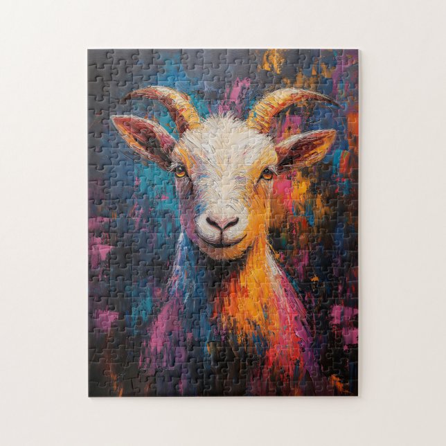 Goat Pop Art Oil Painting Style Jigsaw Puzzle (Vertical)