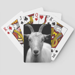 Goat portrait in black and white poker cards