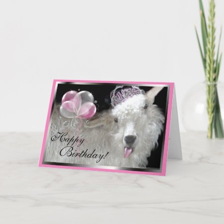 Goat Princess Happy Birthday Card