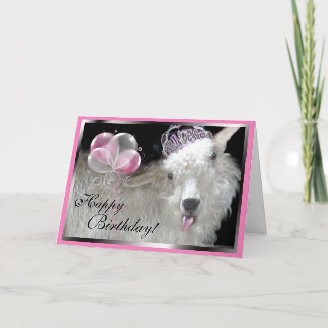Goat Princess Happy Birthday Card (Front)
