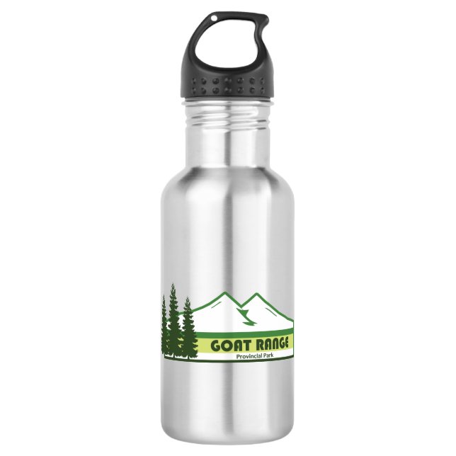 Goat Range Provincial Park Green Stripes Stainless Steel Water Bottle (Front)