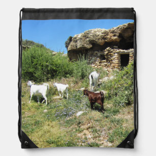 Goat Retreat Drawstring Backpack