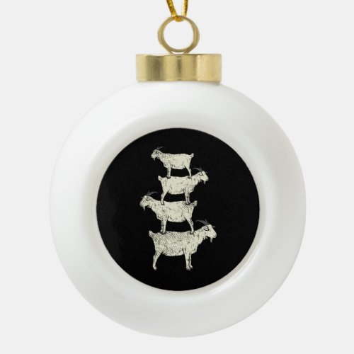 Goat Retro  Ceramic Ball Christmas Ornament