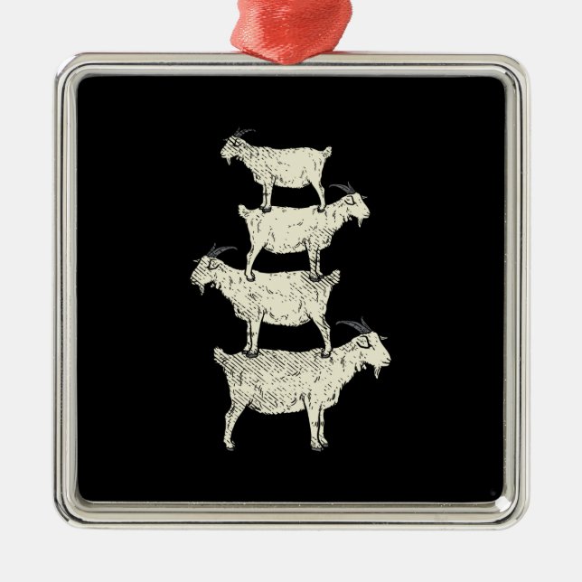 Goat Retro  Metal Ornament (Front)