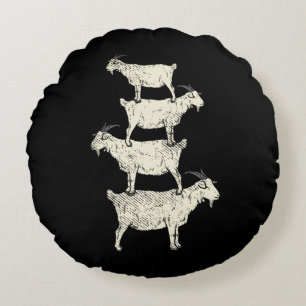 Goat Retro Round Pillow