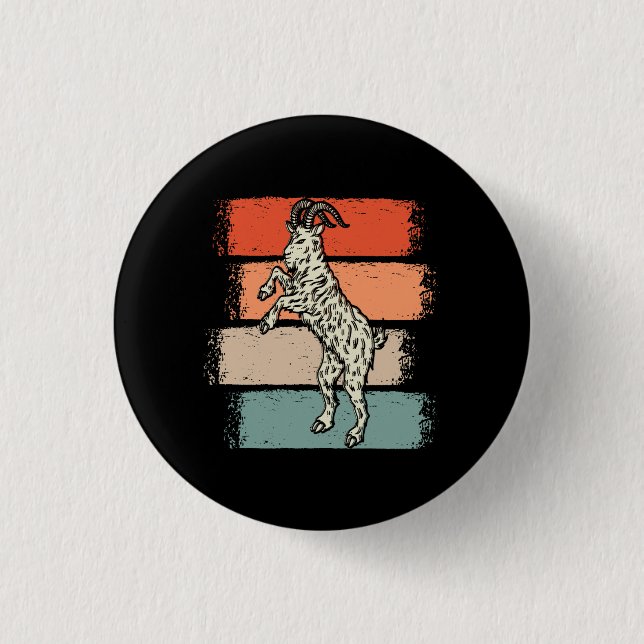 Goat Retro Vintage Button (Front)