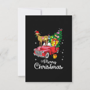 Goat Rides Red Car Christmas RSVP Card