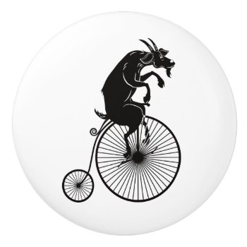Goat Riding A Bike Ceramic Knob by RidersByScott at Zazzle