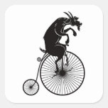 Goat Riding A Vintage Penny Farthing Bike Square Sticker at Zazzle