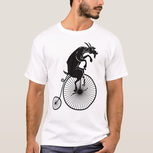 Goat Riding on Vintage Penny Farthing Bike T_Shirt