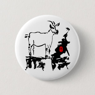 Goat rocks Vietnamese Chinese Year Zodiac Button