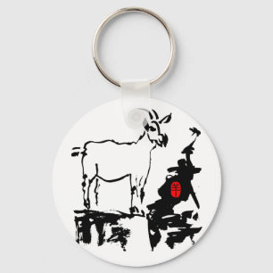 Goat rocks Vietnamese Chinese Year Zodiac Keychain