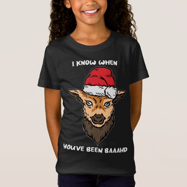 Goat Santa Hat Christmas Pajama Funny Farm Animal  T-Shirt (Front)