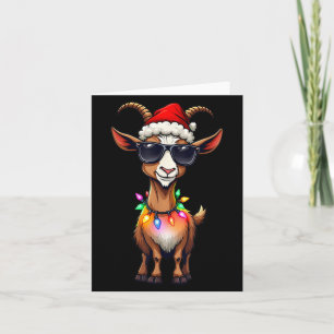 Goat Santa Hat Lights Christmas Cute Xmas Pajama Card